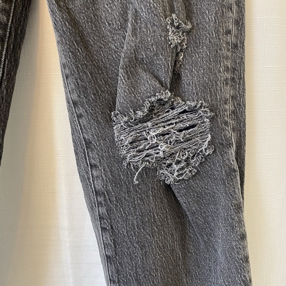 MADEWELL The Mid-Rise Perfect Vintage Straight Distressed Jeans Black Sz 24 - Picture 4 of 13